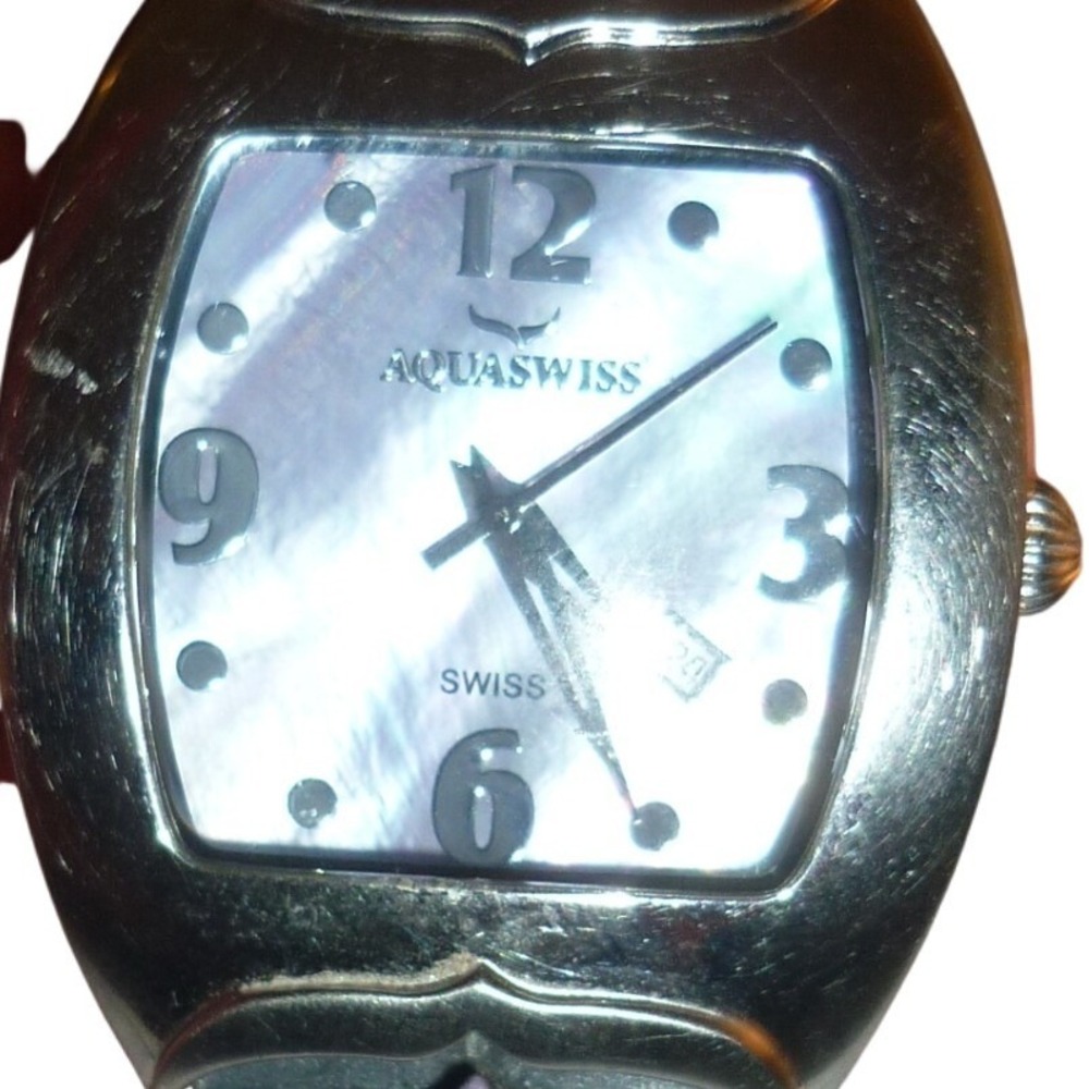 Aquaswiss 80G0191 Mens Watch Mother of Pearl Dial Lavender Leather Swiss Movt
